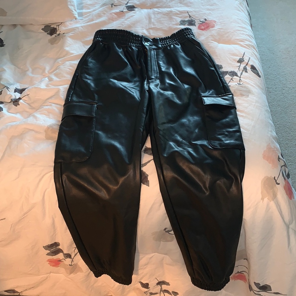 A&F leather joggers